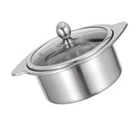 EXAOMBLE Stainless Steel Two-Flavor Divided Hot Pot Suitable for Induction Cookers 16Cm Diameter Multiuse Cooking Pot for Small Parties and Family Meals