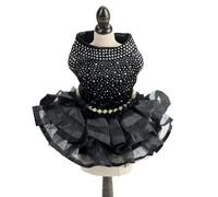 EXAOMBLE Stylish Black Lace Dog Skirt Tutu Dress for Pet Puppy, Breathable Polyester Material, Comfortable Summer Outfit for Outdoor Activities