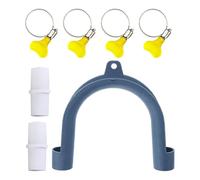 EXAOMBLE U-Shape Washing Machine Drain Hose Hook with Plastic Adapter and Clamps, Easy Installation Prevents Kinks and Blockages, Suitable for Laundry Room and Washer Dryer Drain Pipe