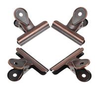 EXAOMBLE Vintage Bulldog Metal Binder Clips 65Mm Red Copper Hinge 4Pcs for Document Management, Snack Bag Sealing, Office and School Use