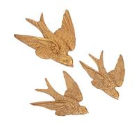 EXAOMBLE Vintage Flying Bird Wall Sculpture Swallow Ornament Made of Resin, Resistant to Fading and Easy Installation, for Home and Bedroom Wall Decoration with Elegant Golden Finish