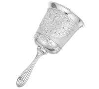 EXAOMBLE Vintage Silver Metal Handheld Bell with Handle Loud Ringing Bronze Dinner Bell for Seniors Restaurants Weddings and Classroom Use