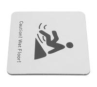 EXAOMBLE Wet Floor Caution Plate for Bathrooms and Malls, Wear-resistant Aluminium-plastic Panel with Easy Installation Adhesive Tape, Silver Safety Sign for Slippery Floor Warning