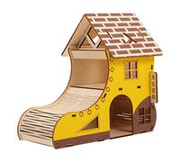 EXAOMBLE Wooden Hamster Cage Animal Hut Play Platform Natural Wood Hamster Hidden House for Small Pets Suitable for Seasons