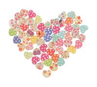EXAOMBLE Wooden Heart Buttons 100Pcs Multicolored Printed Patterns for DIY Sewing Crafts Clothing Bags and Scrapbooking Decoration