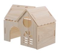 EXAOMBLE Wooden Multi-Chamber Hamster House Hideaway with Sturdy Material and Spacious Interior for Small Pets Such As Chinchillas and Hedgehogs Designed for Climbing and Resting