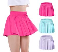 EXARUS Girls Shorts Butterfly Shorts Flowing Dance Athletic 2 in 1 Cheer Skorts Flutter Skirt Running Preppy Clothes Kids 6-14 Years, A-set4, 12 Years