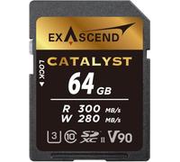 Exascend Catalyst 300MB/s 64GB SDXC UHS-II V90 Memory Card Cinema-Quality 8K UHD up to 280 MB/s Write Speeds, 300 MB/s Read UHS-II, Class 10, U3, V90 SD Memory Card