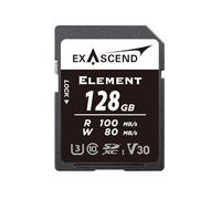Exascend Element 128GB V30 SD Card Ultra-HD 4K Video High Speed Memory Card SDXC Memory Card Burst Shooting Mode 100 MB/s Read, 80 MB/s Write, UHS-I, Class 10, U3, V30 Camera SD Card