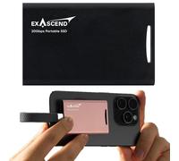 Exascend Element Portable SSD 20Gbps External Solid State Drive, up to 2,000 MB/s, Magnetic Mount, Supports 4K ProRes 60fps Direct Recording For iPhone 15 Pro & Pro Max (Black, 1TB)