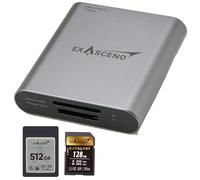 Exascend Professional CFexpress Type A/SD USB 3.2 Gen 2 Reader, Designed for CFexpress Type A Card Reader and SDXC UHS-II Cards, High-Speed USB 10Gbps Transfer Speeds