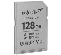 Exascend Titanium SDXC UHS-I V30 Memory Card 128GB - Full Metal Body, Up to 180MB/s Read, 150MB/s Write, 4K UHD Video, IP68 Water & Dust Resistant, 20× Stronger Than Standard SD Card