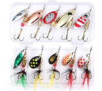 EXAURAFELIS 10PCS Trout Fishing Lures Kit Spinnerbait Rooster Tail Spoon Lures for Bass Salmon Spinner Baits with Tackle Box