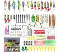 EXAURAFELIS 399pcs Fishing Lures Set Fish Lure kit for Bass Trout Salmon Freshwater Fish tackle kit Including Plastic Shrimp worm bait Spoon grasshopper Crankbait Jigs Hooks fishing gear and equipment