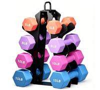 EXBTOKA - Dumbbell Rack (Rubber Pads Not Included), Upgraded EXBTOKA Rack with Handle, Only 4 Tier Dumbbell Stand, Compact A-Shaped Dumbbell Holder, Suitable for: