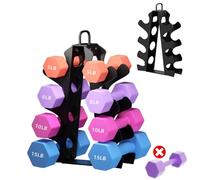 EXBTOKA - Dumbbell Rack (Rubber Pads Not Included), Upgraded EXBTOKA Rack with Handle, Only 4 Tier Dumbbell Stand, Compact A-Shaped Dumbbell Holder, Suitable for: