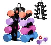 EXBTOKA - Dumbbell Rack (Rubber Pads Not Included), Upgraded EXBTOKA Rack with Handle, Only 4 Tier Dumbbell Stand, Compact A-Shaped Dumbbell Holder, Suitable for: