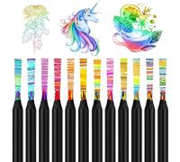 Exburanty 12 Pcs Rainbow Pencils, Multi Coloured Drawing Pencils, 7 in 1 Colouring Pencils for School, Rainbow Pencil for Kids, for Drawing, Writing, Sketching, Art Supplies