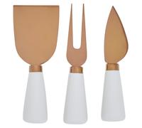 Exbury 3Pc White And Rose Gold Cheese Knife Set Interiors by Premier White One Size