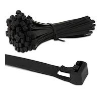 EXCALIBUR - 100x Releasable/Reusable 4.8mm x 200mm Strong Durable Long Lasting Black Cable Wire Zip Ties