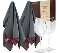 Excalibur Brothers Premium Glass Polishing Cloth 23.5" x 20" (2 Pack) - Streak and Lint Free Wine Cloths, Large Polishing Cloth for Glassware, Wineglass Cleaner Best Gifts for Men (Gray)