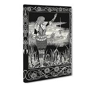 Excalibur In The Lake By Aubrey Beardsley Canvas Print | Gallery Wrapped 30mm Frame Wall Art | 24x16 inches | Ready to Hang | Classic Landscape Picture | Living Room Bedroom Lounge Office