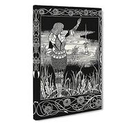 Excalibur In The Lake By Aubrey Beardsley Canvas Print | Gallery Wrapped 30mm Frame Wall Art | 30x20 inches | Ready to Hang | Classic Landscape Picture | Living Room Bedroom Lounge Office