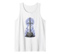 Excalibur Sword in Stone Arthurian Legend Sacred Line Art Tank Top