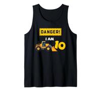 Excavator 10th Birthday Danger Construction Party Graphic Tank Top