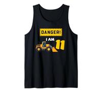 Excavator 11th Birthday Danger Construction Party Graphic Tank Top