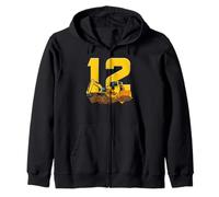Excavator 12th Birthday Bulldozer Construction Adventure Zip Hoodie