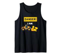 Excavator 12th Birthday Danger Construction Party Graphic Tank Top