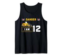 Excavator 12th Birthday Danger Construction Party Graphic Tank Top