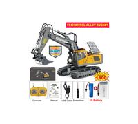 (Excavator 2Battery) 4WD Remote Control Excavator 4x4 Alloy Dump Truck Bulldozer Radio Model RC Car Construction Vehicle