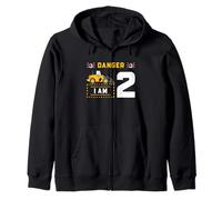 Excavator 2nd Birthday Danger Construction Party Graphic Zip Hoodie