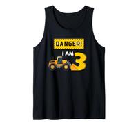 Excavator 3rd Birthday Danger Construction Party Graphic Tank Top