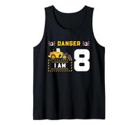 Excavator 8th Birthday Danger Construction Party Graphic Tank Top