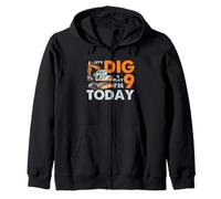 Excavator 9th Birthday Lets Dig and Play Today Graphic Zip Hoodie