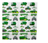 Excavator Car Shower Curtain Cartoon Construction Truck Vehicle Bath Curtain Kids Boys Green Yellow Equipment Trucks Bathroom Sets Accessories Tractor Heavy Machinery Children Kid 72" W x 72" L