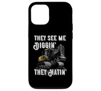 Excavator Construction Vehicle Backhoe They See Me Digging Case for iPhone 12/12 Pro