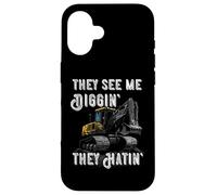 Excavator Construction Vehicle Backhoe They See Me Digging Case for iPhone 16
