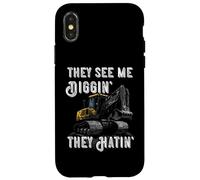 Excavator Construction Vehicle Backhoe They See Me Digging Case for iPhone X/XS