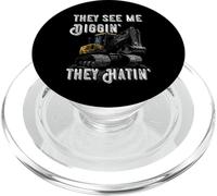 Excavator Construction Vehicle Backhoe They See Me Digging PopSockets PopGrip for MagSafe