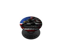 Excavator Construction Vehicle Vintage American USA Flag PopSockets Adhesive PopGrip