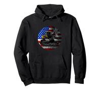 Excavator Construction Vehicle Vintage American USA Flag Pullover Hoodie
