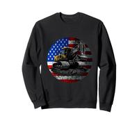 Excavator Construction Vehicle Vintage American USA Flag Sweatshirt