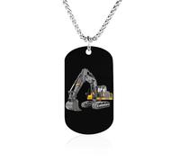 Excavator Engineering Vehicle Truck Fashion Memorial Necklaces Printed Titanium Steel Pendant Jewelry Novelty Picture Necklace Dog Tags for Men Women