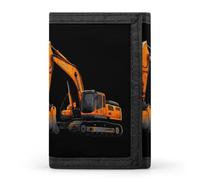 Excavator Engineering Vehicle Truck Fashion Trifold Wallets with Key Ring Lightweight Front Pocket Tri-Fold Wallet