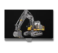 Excavator Engineering Vehicle Truck Novelty Business Card Holders Slim Metal Credit Name Cards Case Wallet Organizer for Men Women 3.7" X 2.2" X 0.3"