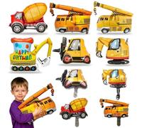 Excavator Foil aluminum foil Balloons 10pcs, Tractor Giant Balloon, Include Construction Helium Digger, Excavator, Truck & Crane Foil Mylar Balloon for Construction Birthday Party Decoration
